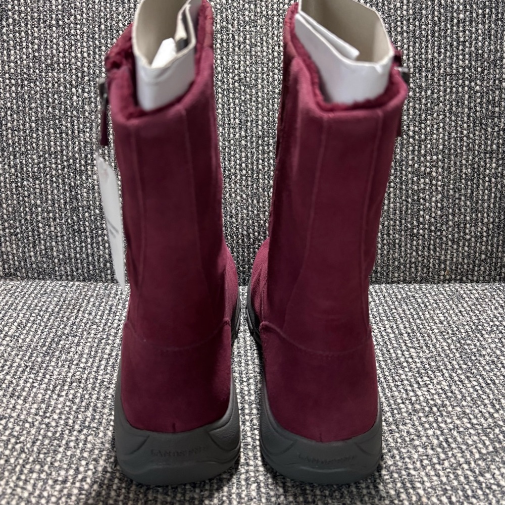 Lands End Women's Burgundy Quilted Faux Fur Lined Winter Boots Size 7D - Picture 4 of 7